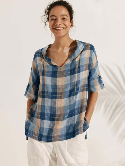 Reagan | Women’s Linen V-Neck Short Sleeve Shirt