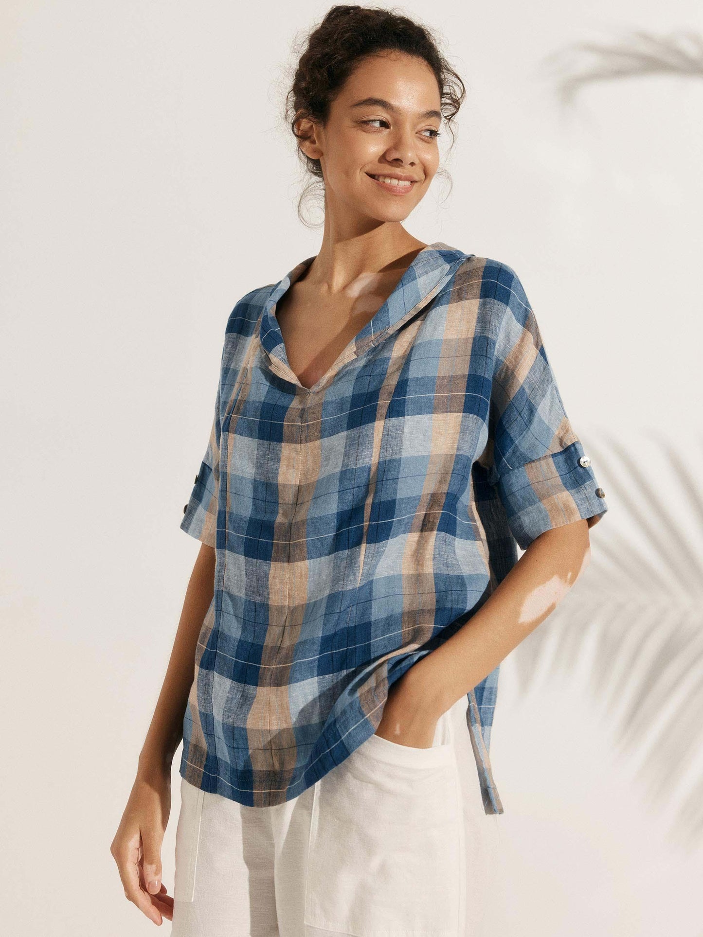Blake | Women’s Linen V-Neck Short Sleeve Shirt