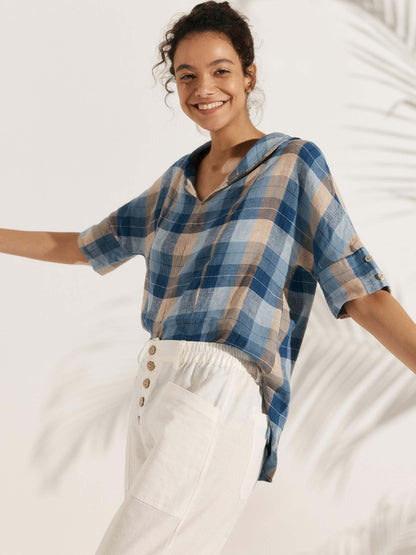 Reagan | Women’s Linen V-Neck Short Sleeve Shirt