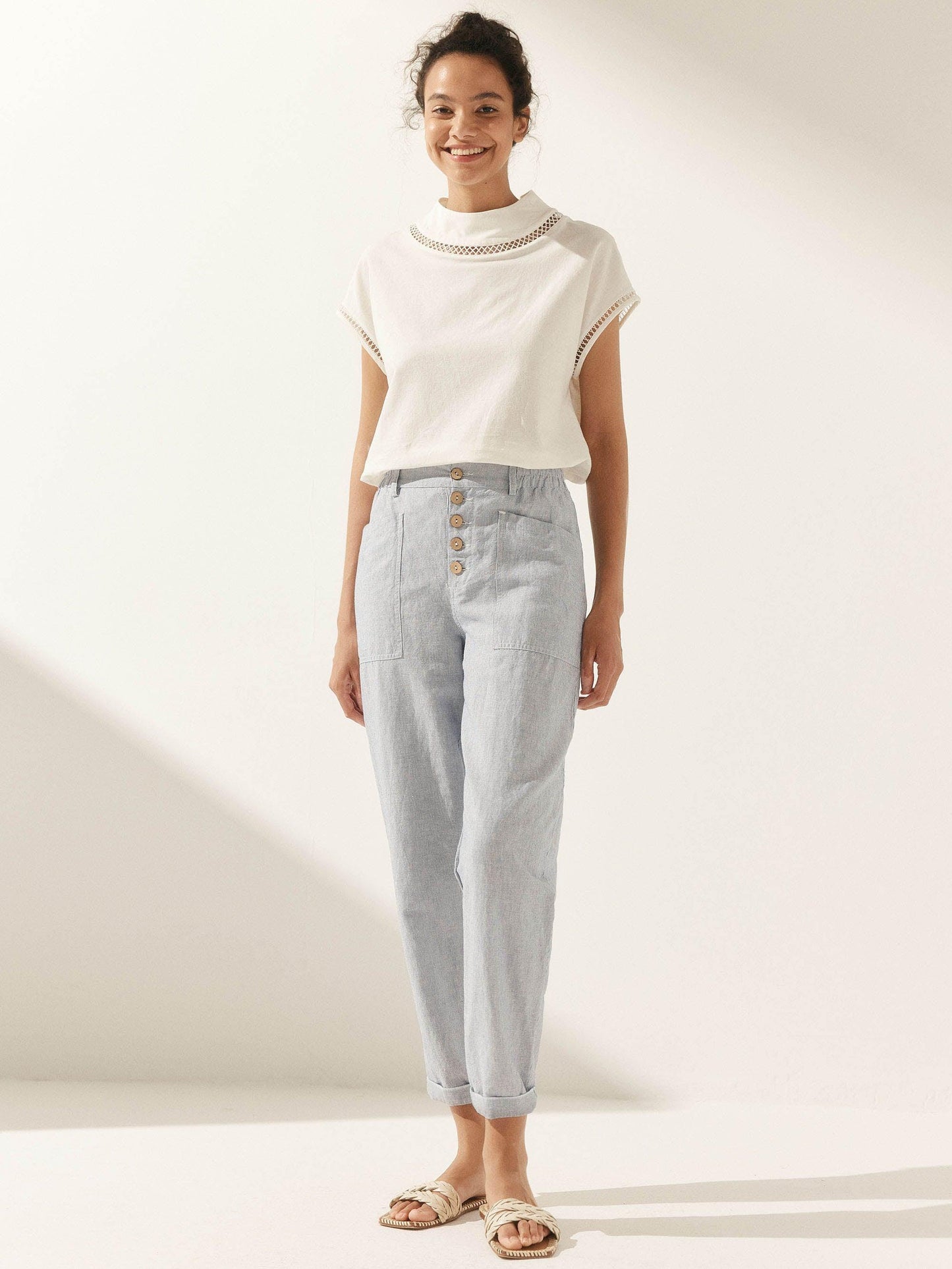 Blair | Women’s Linen Button-Fly High-Waist Trousers