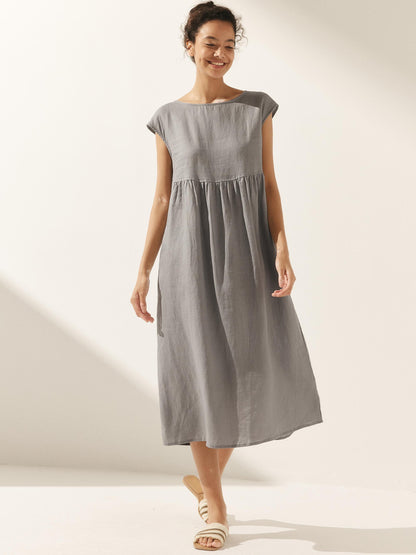 Harlow | Women’s Washed Linen Cap Sleeve Maxi Dress