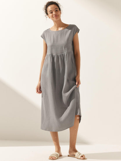 Harlow | Women’s Washed Linen Cap Sleeve Maxi Dress