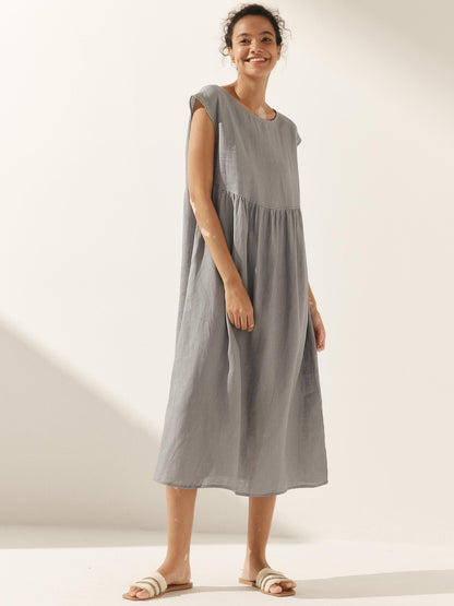 Harlow | Women’s Washed Linen Cap Sleeve Maxi Dress