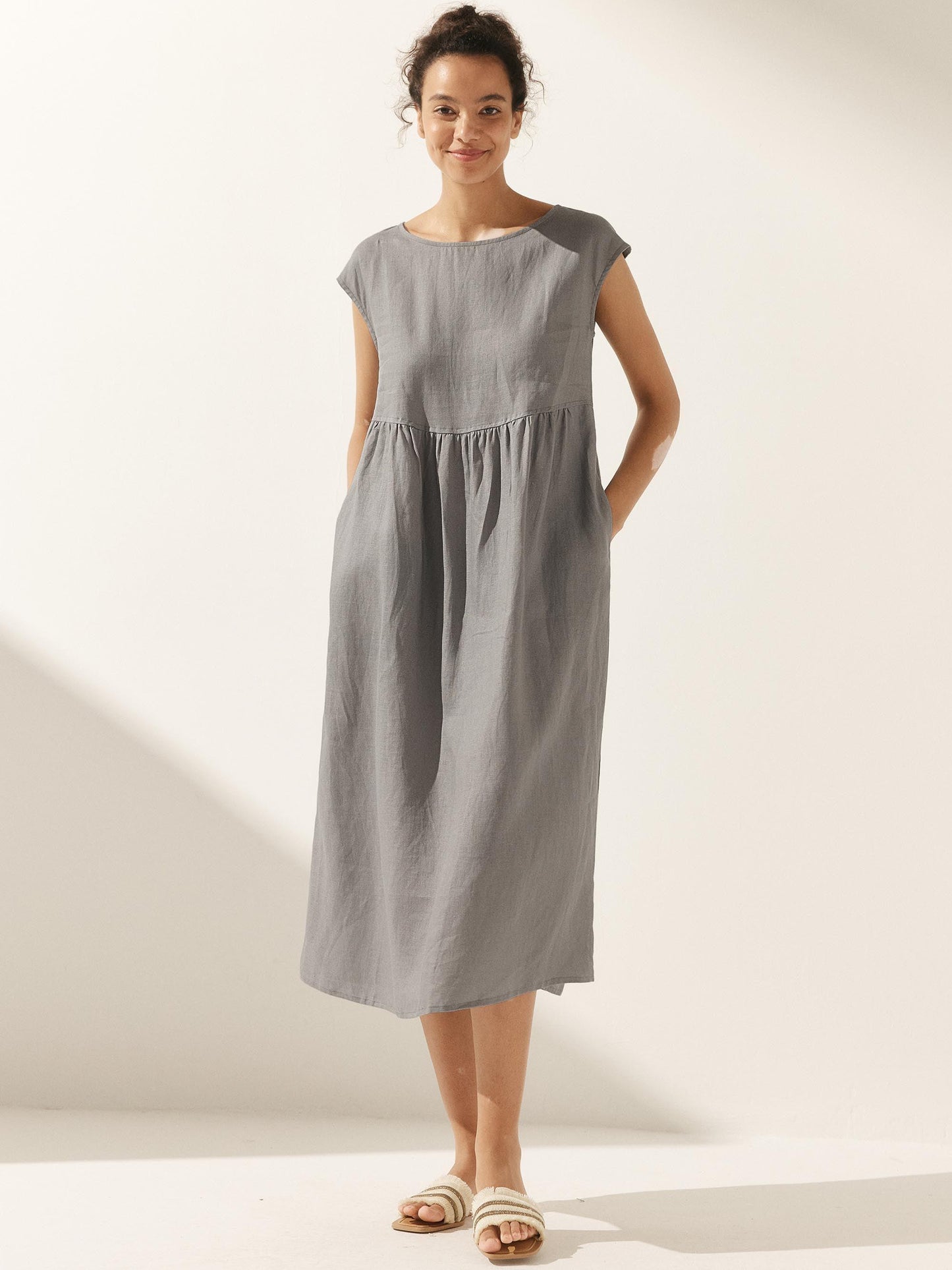 Harlow | Women’s Washed Linen Cap Sleeve Maxi Dress
