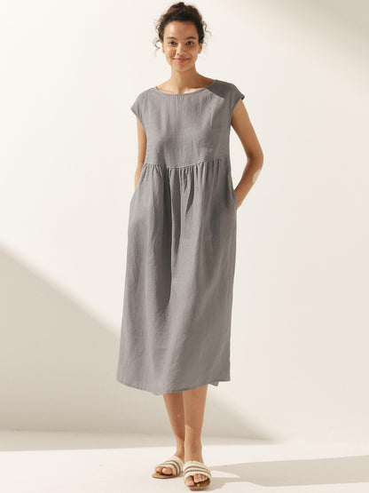 Harlow | Women’s Washed Linen Cap Sleeve Maxi Dress