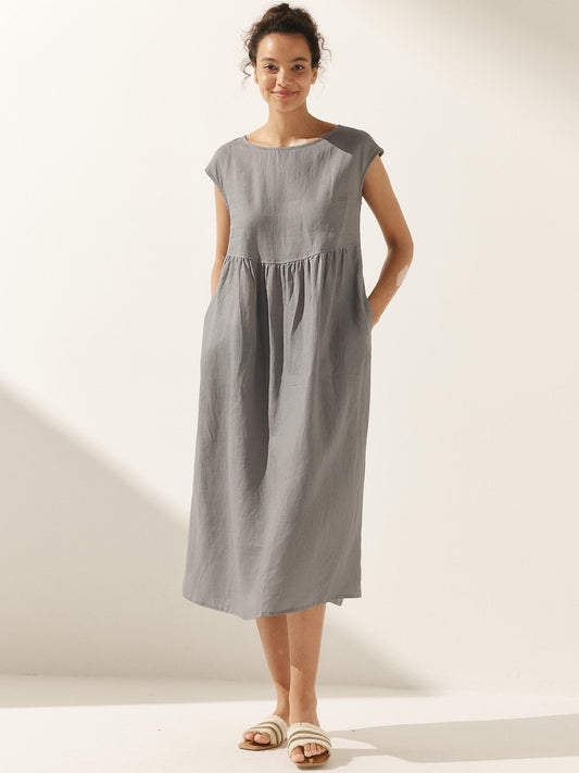 Harlow | Women’s Washed Linen Cap Sleeve Maxi Dress