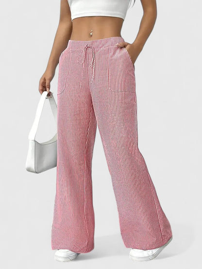 Corinne | Women’s Striped Wide Leg Linen Pants