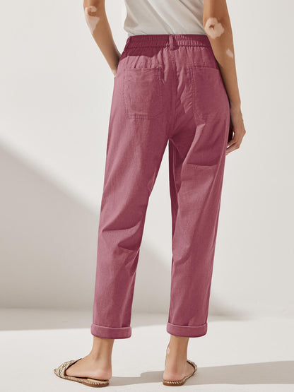 Rowan | Women’s Linen Button-Fly Relaxed Ankle Trousers