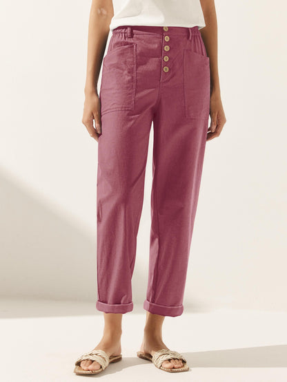 Rowan | Women’s Linen Button-Fly Relaxed Ankle Trousers