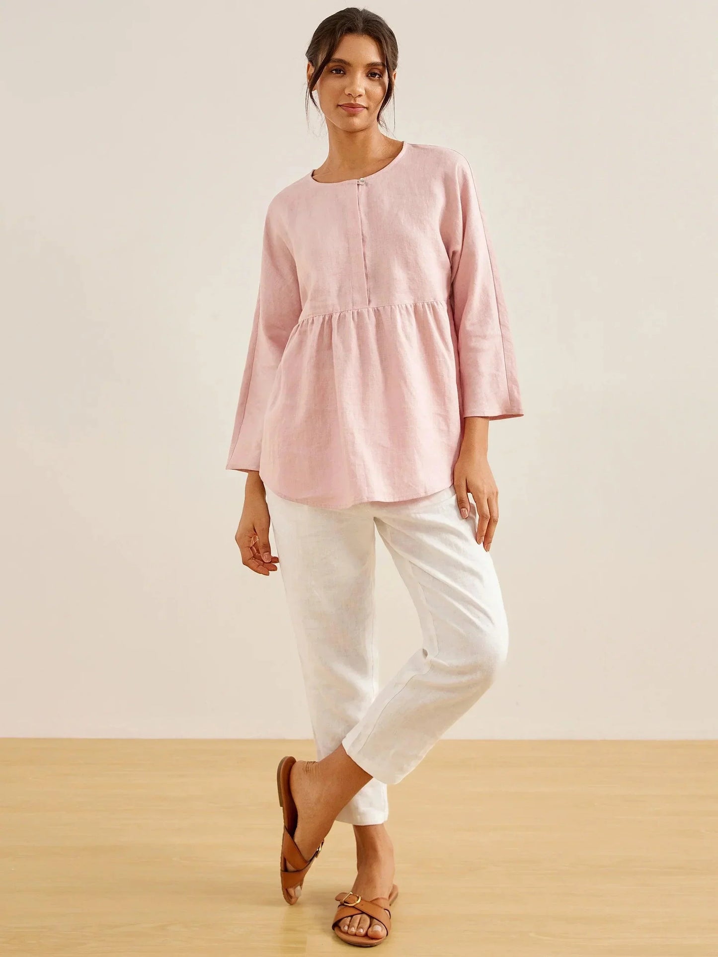 Maisie | Women’s Linen Long Sleeve Peplum Top