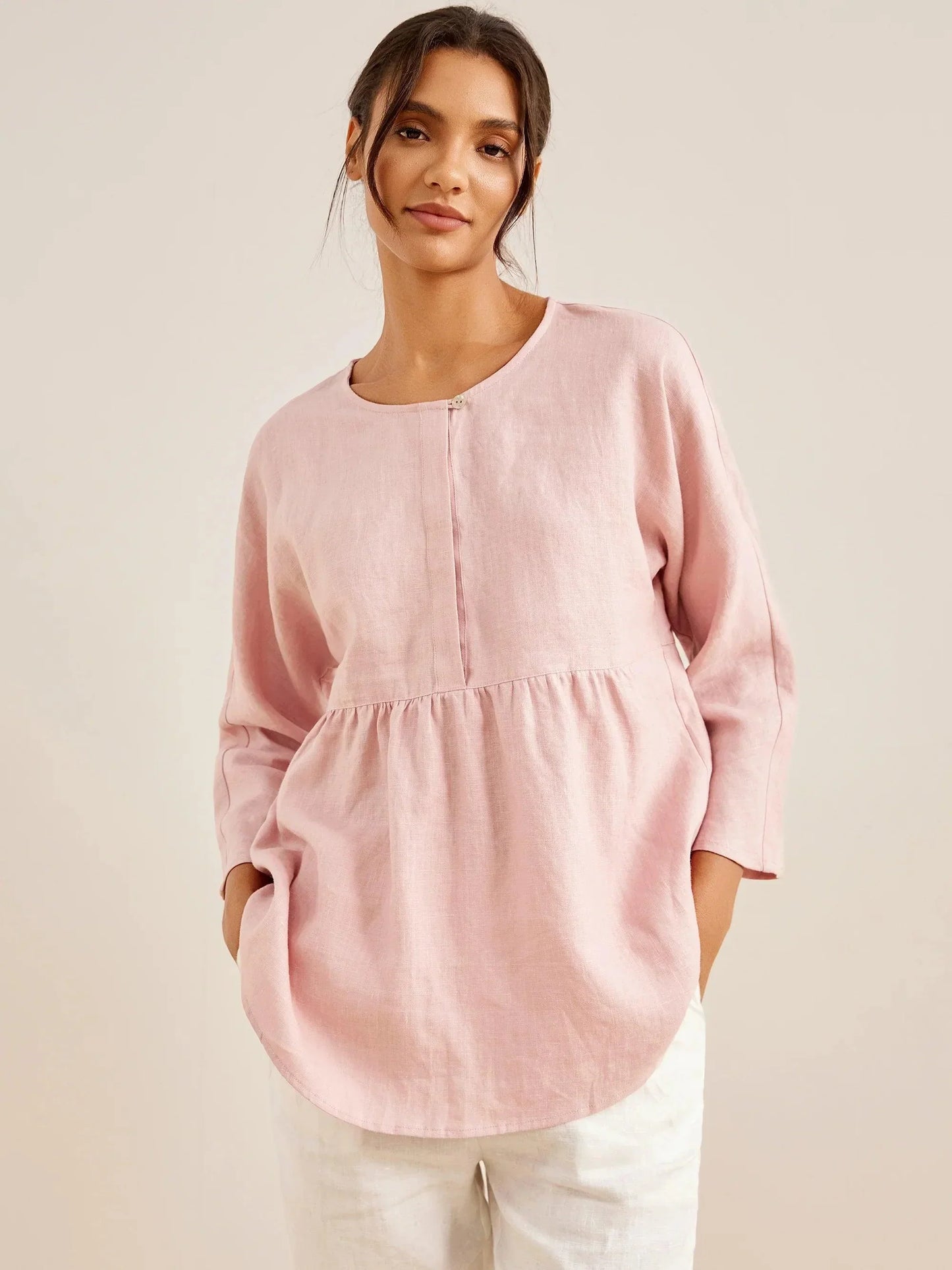 Maisie | Women’s Linen Long Sleeve Peplum Top