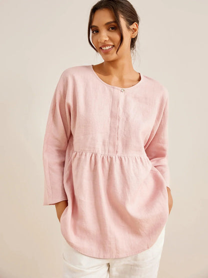 Maisie | Women’s Linen Long Sleeve Peplum Top