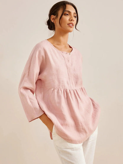 Maisie | Women’s Linen Long Sleeve Peplum Top