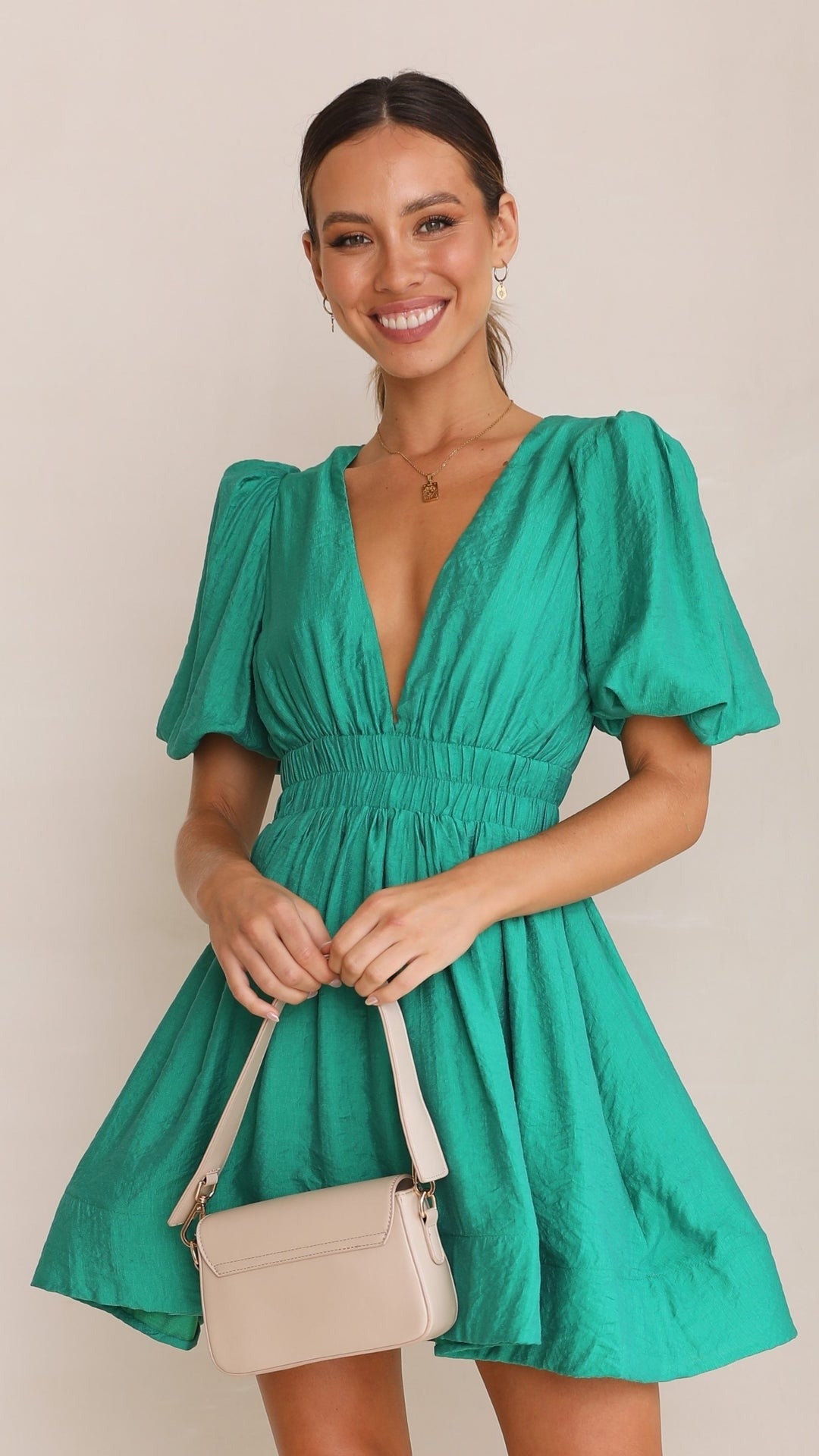 Gemma | Women’s Sophisticated Spring Puff Sleeve Mini Dress