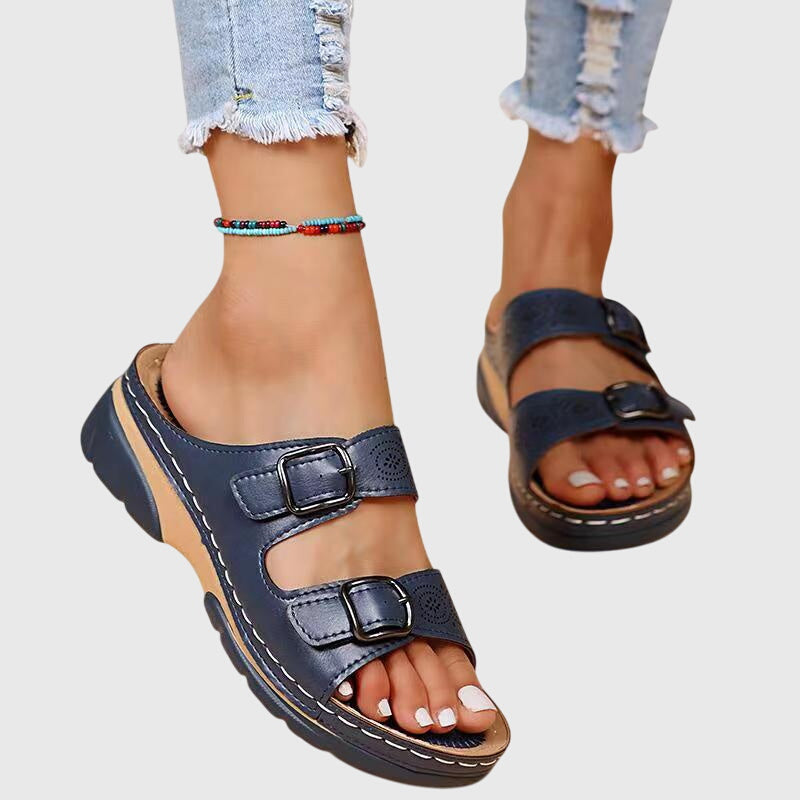 Laney | Women’s Orthopedic Buckle Strap Leather Sandals