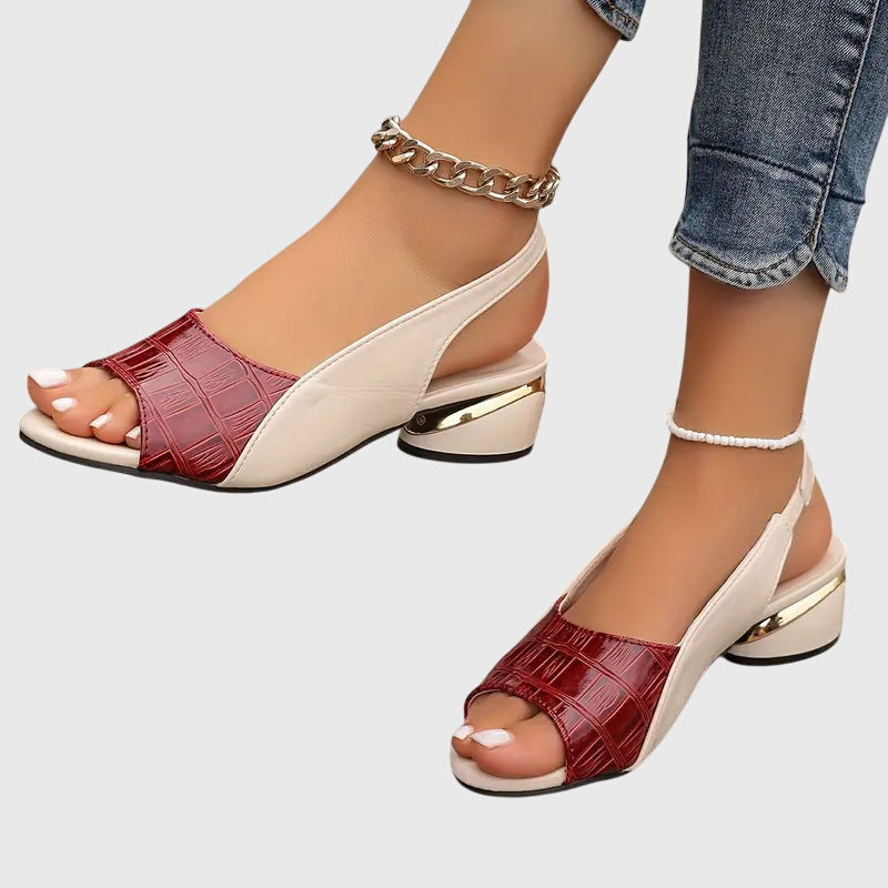 Virella | Women’s Colorblock Peep Toe Slingback Heel Sandals