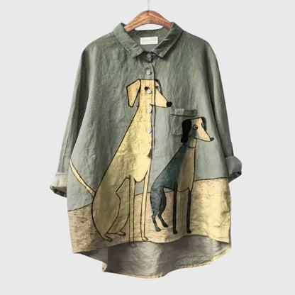 Finley | Women’s Oversized Dog Print Button-Up Shirt