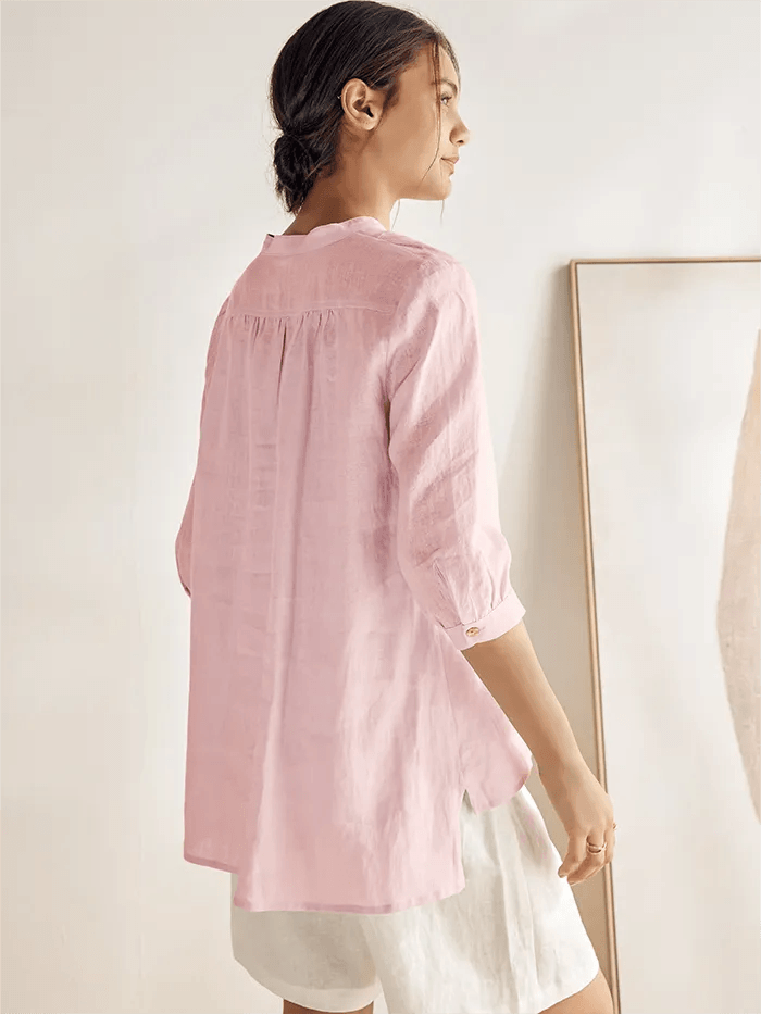Miranda | Women’s Linen Split V-Neck Dress Blouse