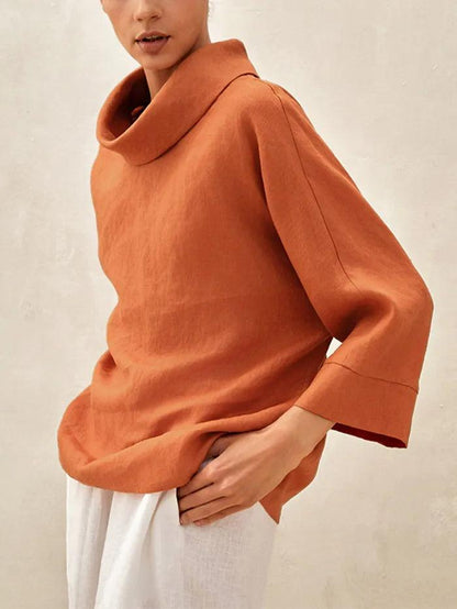 Trisha | Women’s Linen Dropped Collar Long Sleeve Shirt