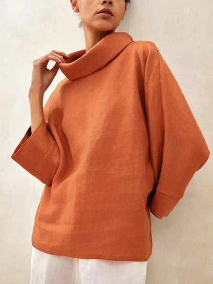 Trisha | Women’s Linen Dropped Collar Long Sleeve Shirt