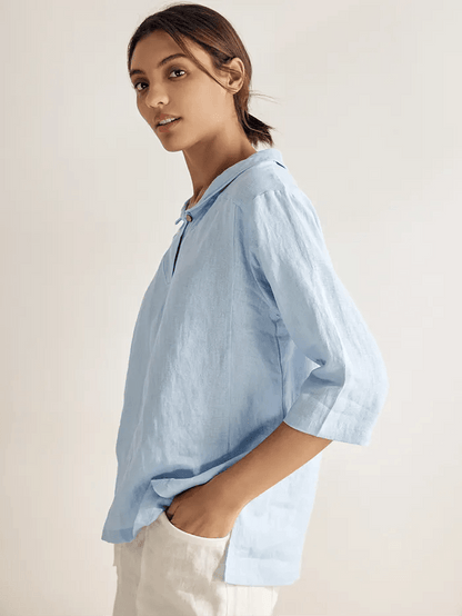 Roxanne | Women’s Linen Shawl V-Neck Half Sleeve Top
