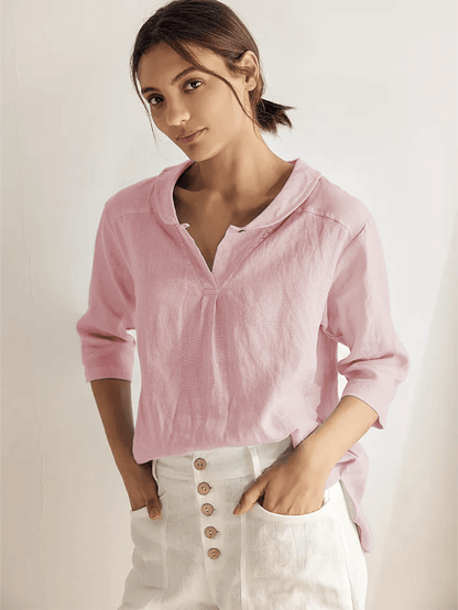 Roxanne | Women’s Linen Shawl V-Neck Half Sleeve Top