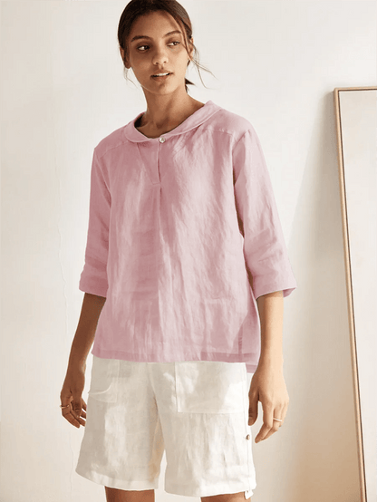 Roxanne | Women’s Linen Shawl V-Neck Half Sleeve Top