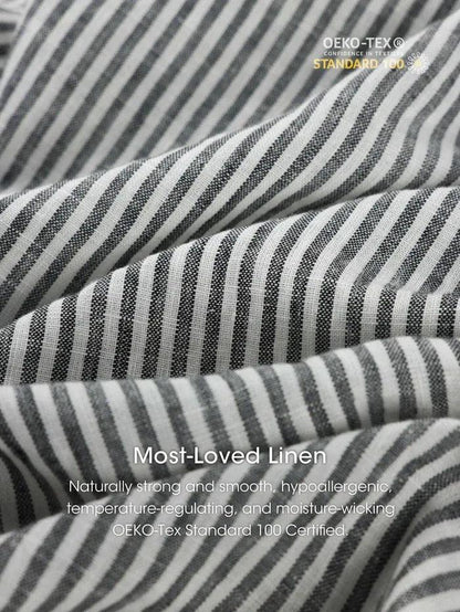 Serena | Women’s Linen Striped Elastic-Waist Midi Dress