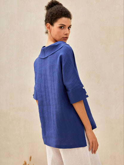 Jolene | Women’s Linen V-Neck Short Sleeve Blouse