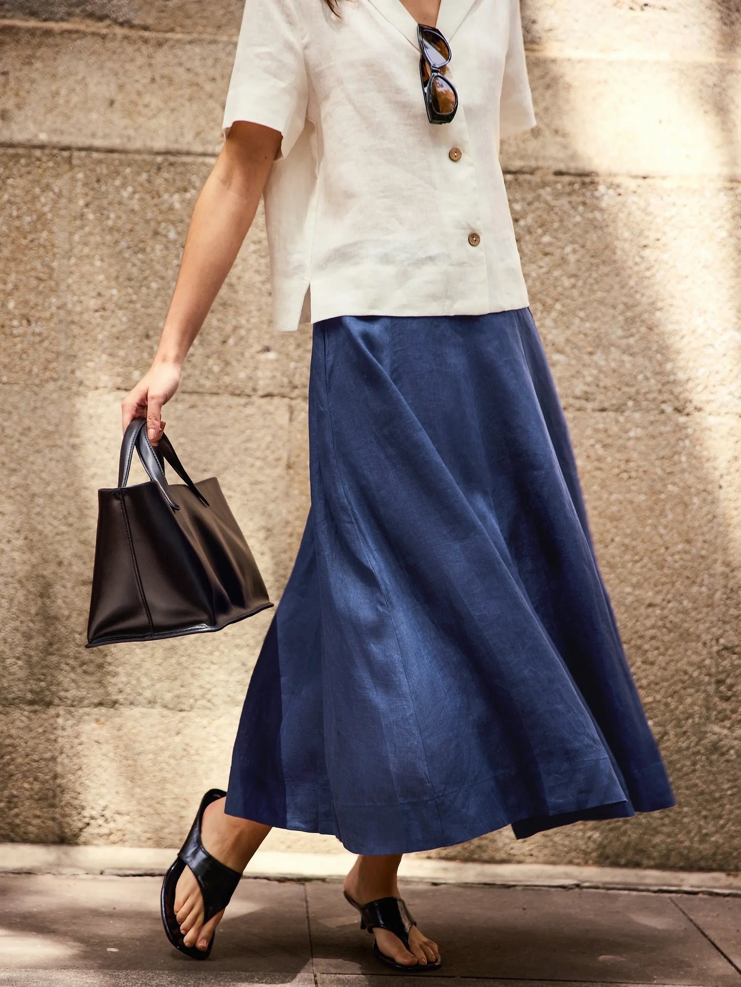 Lorelei | Women’s Linen Flowy A-Line Midi Skirt
