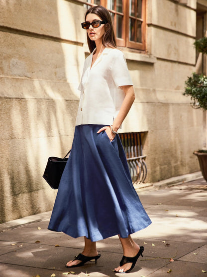 Jolene | Women’s Linen Button-Up Short Sleeve Shirt