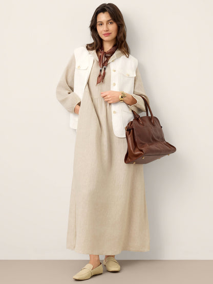 Reagan | Women’s Linen Four-Pocket Tailored Sleeveless Vest Blouse