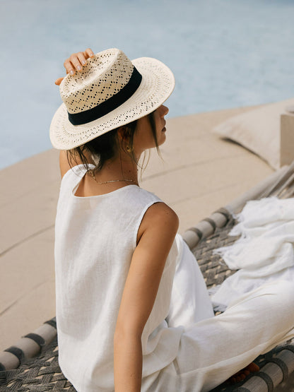 Delia | Women’s Linen Button-Down Sleeveless Blouse