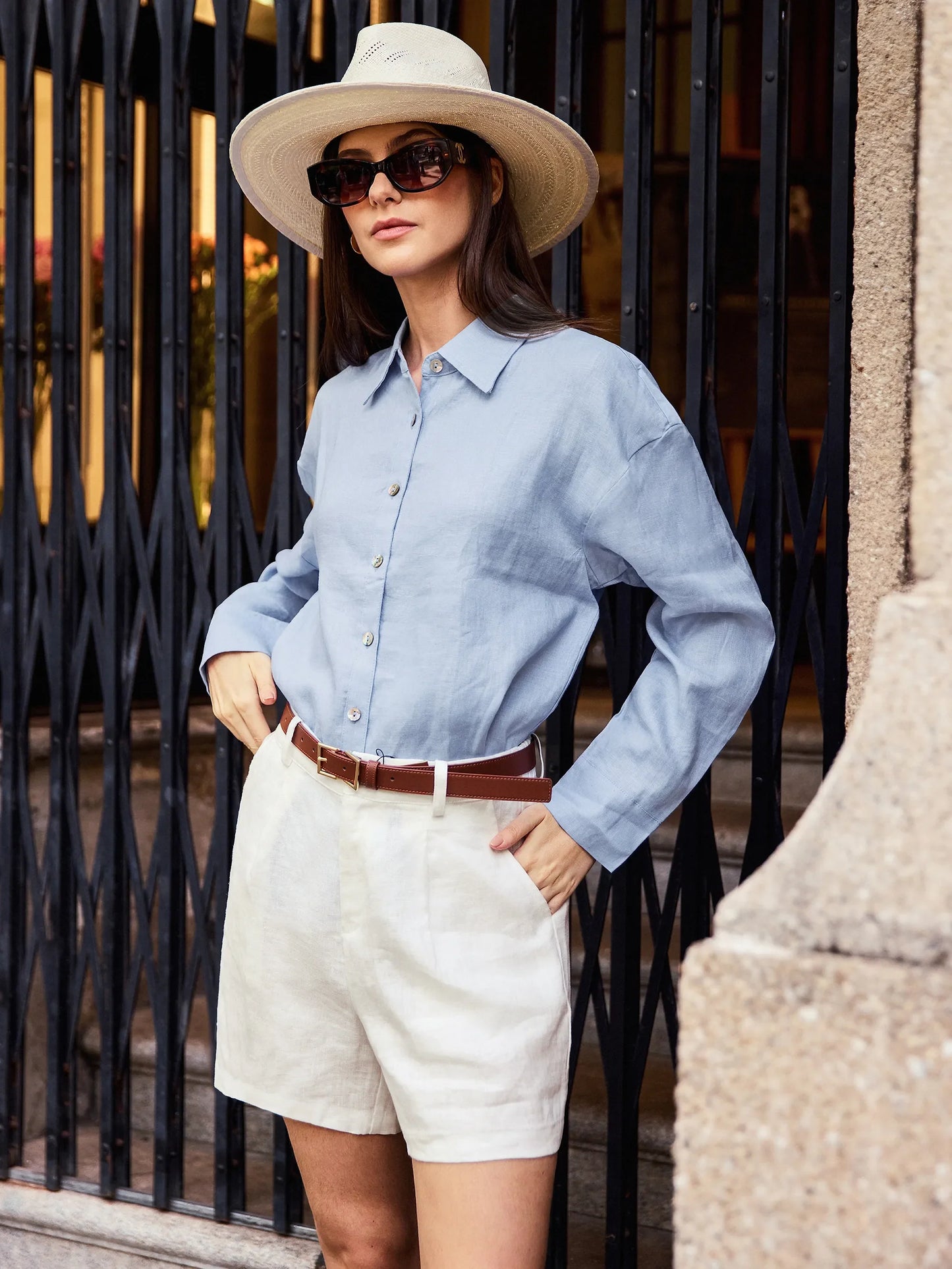 Callista | Women’s Linen Pleated Tailored Shorts