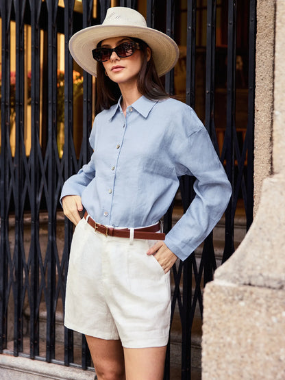Callista | Women’s Linen Pleated Tailored Shorts