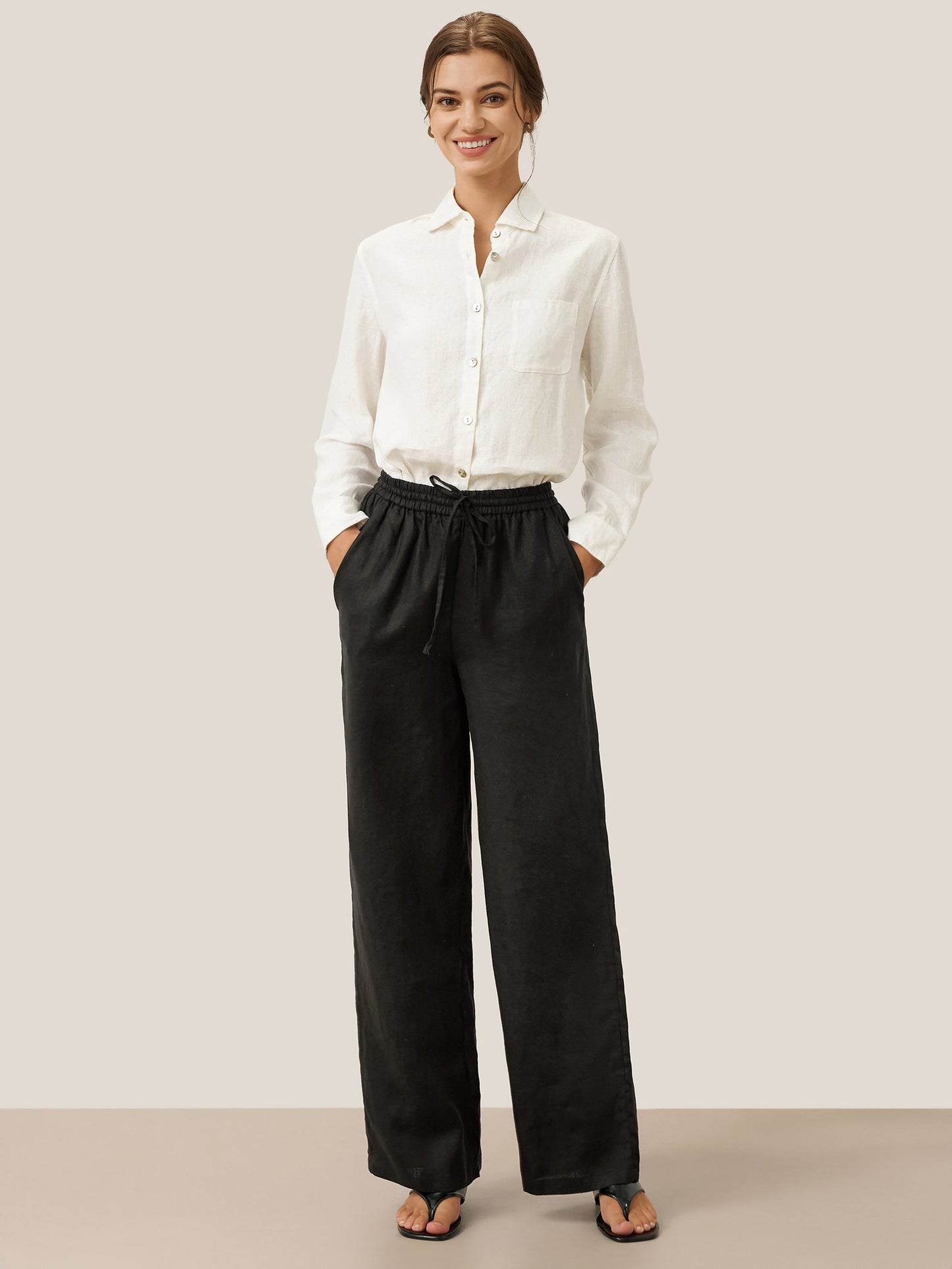 Marielle | Women’s Linen Classic Straight-Leg Trousers