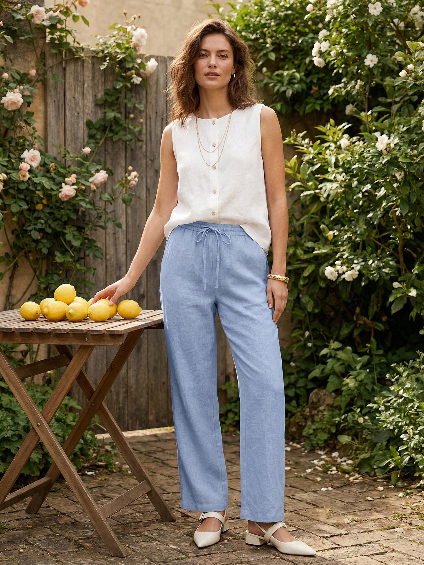 Marielle | Women’s Linen Classic Straight-Leg Trousers
