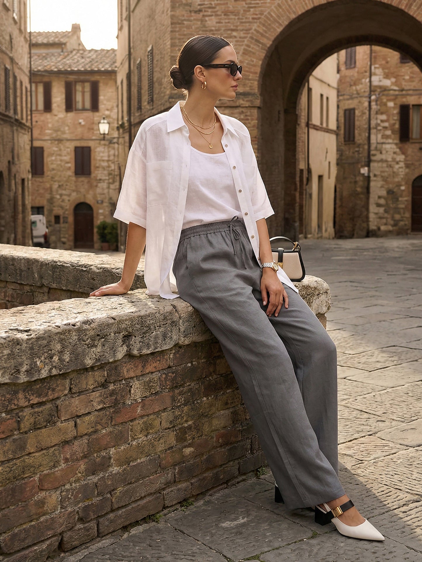 Marielle | Women’s Linen Classic Straight-Leg Trousers