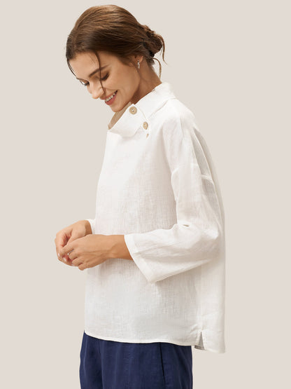 Jensen | Women’s Linen Classic Side-Neck Blouse