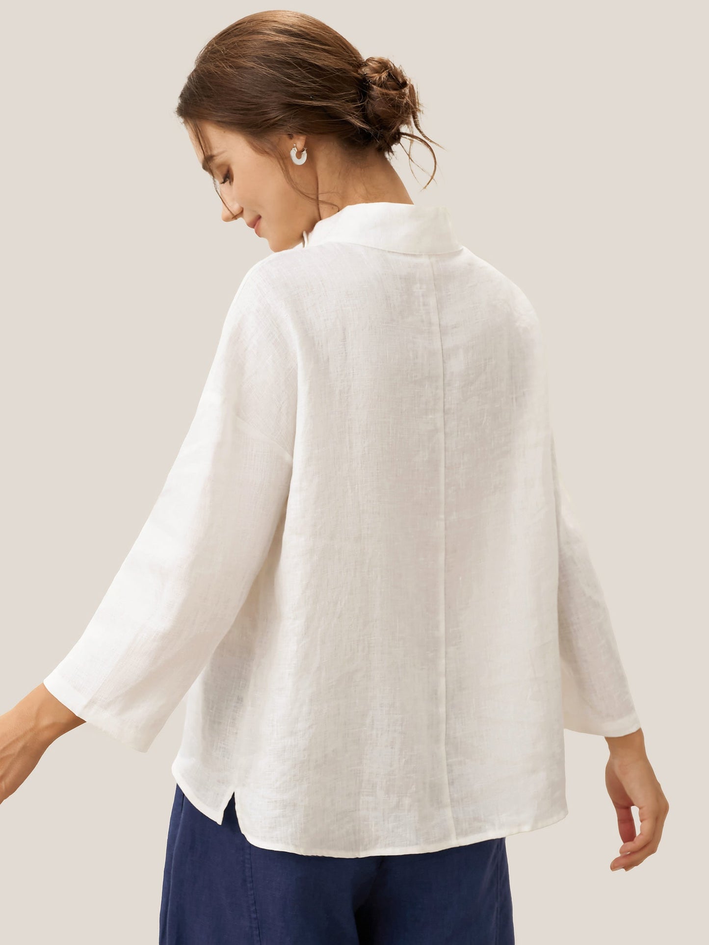 Jensen | Women’s Linen Classic Side-Neck Blouse