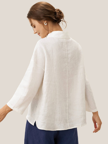 Jensen | Women’s Linen Classic Side-Neck Blouse