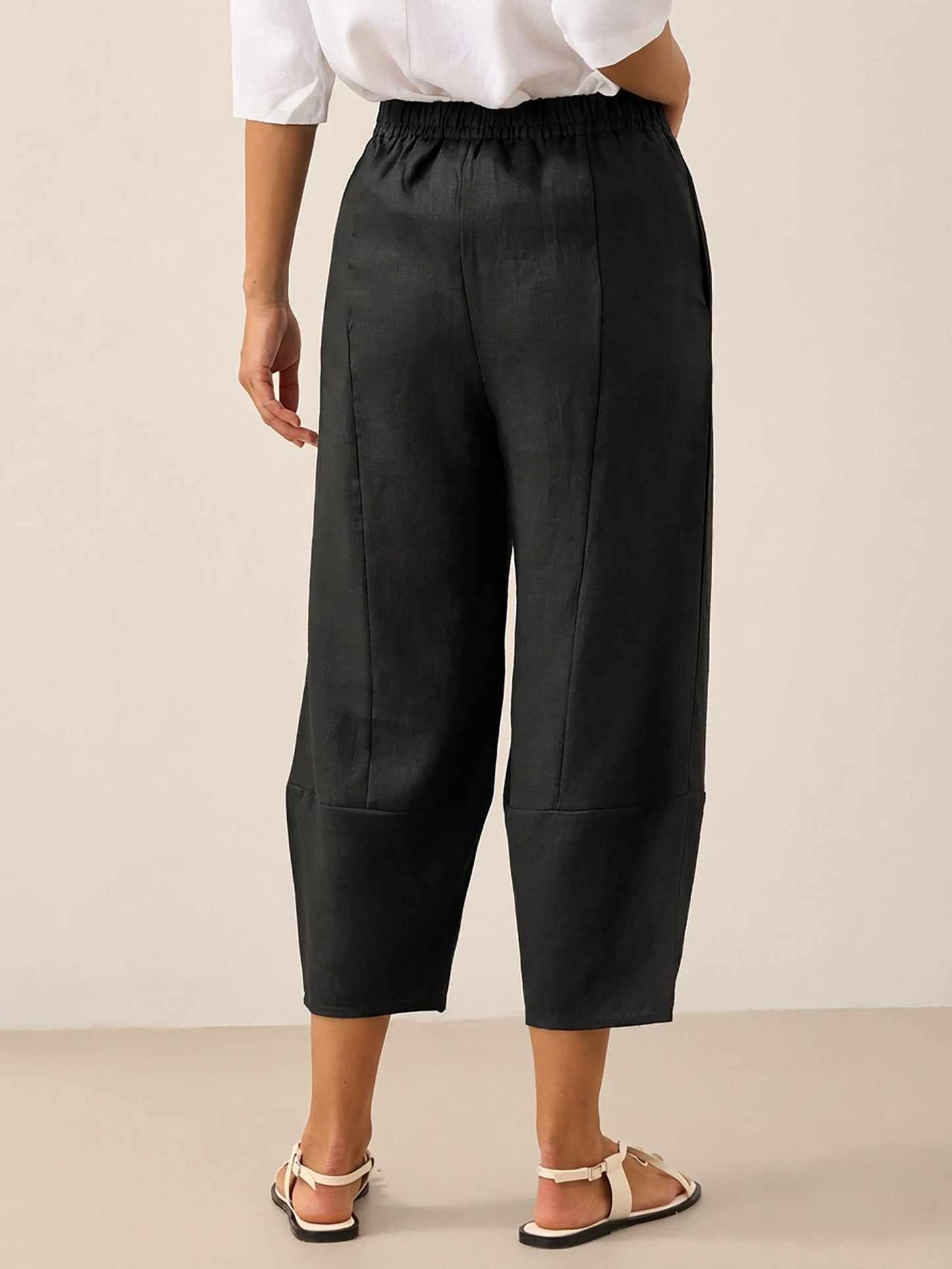 Fallon | Women’s Linen Cropped Pull-On Trouser