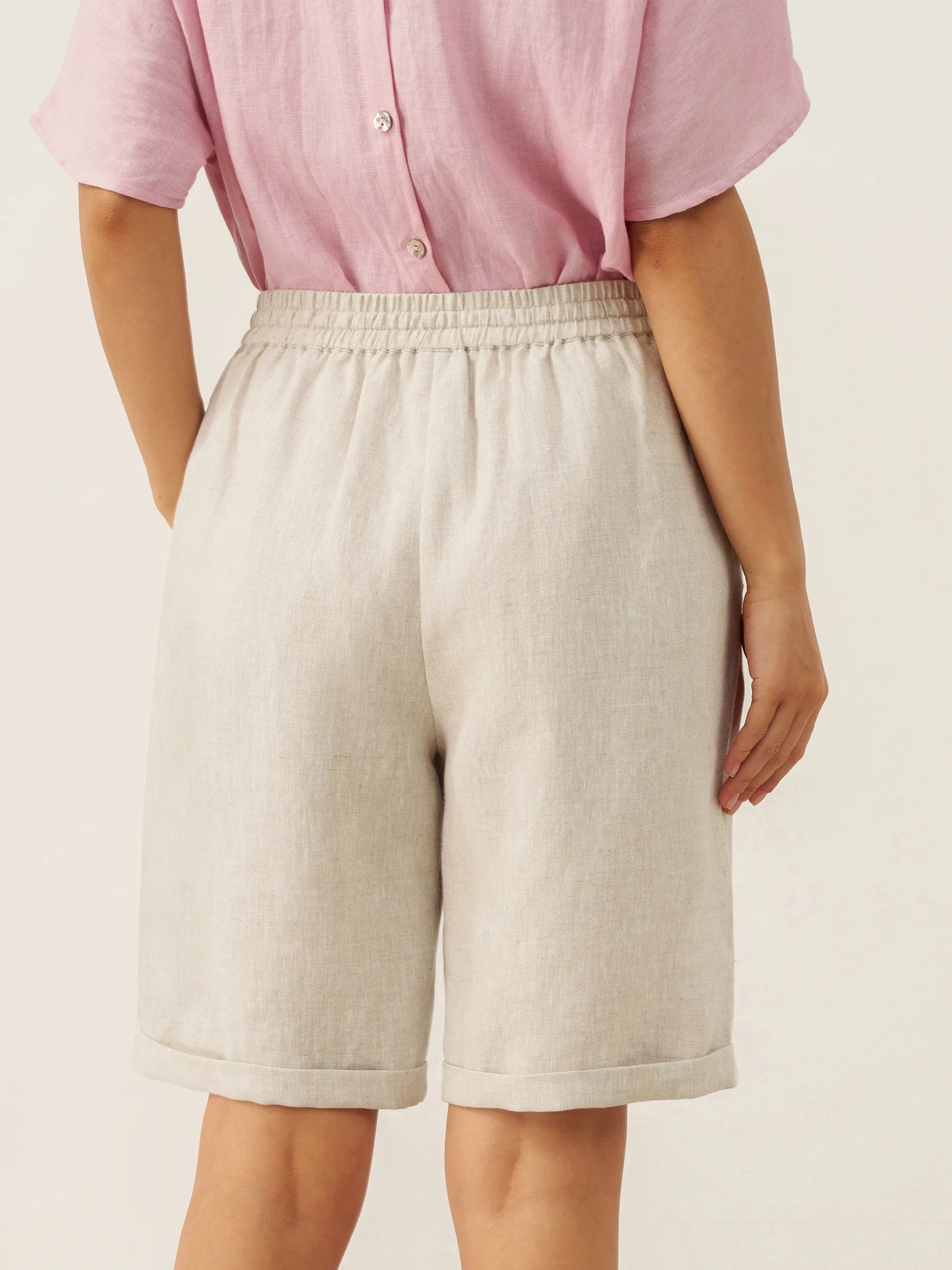 Skylar | Women’s Linen Elastic Drawstring Waist Capri Pants