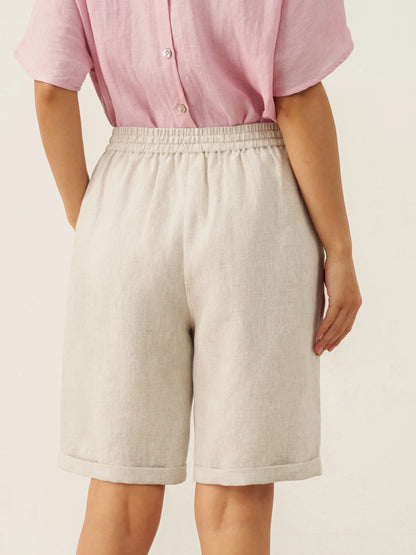 Skylar | Women’s Linen Elastic Drawstring Waist Capri Pants