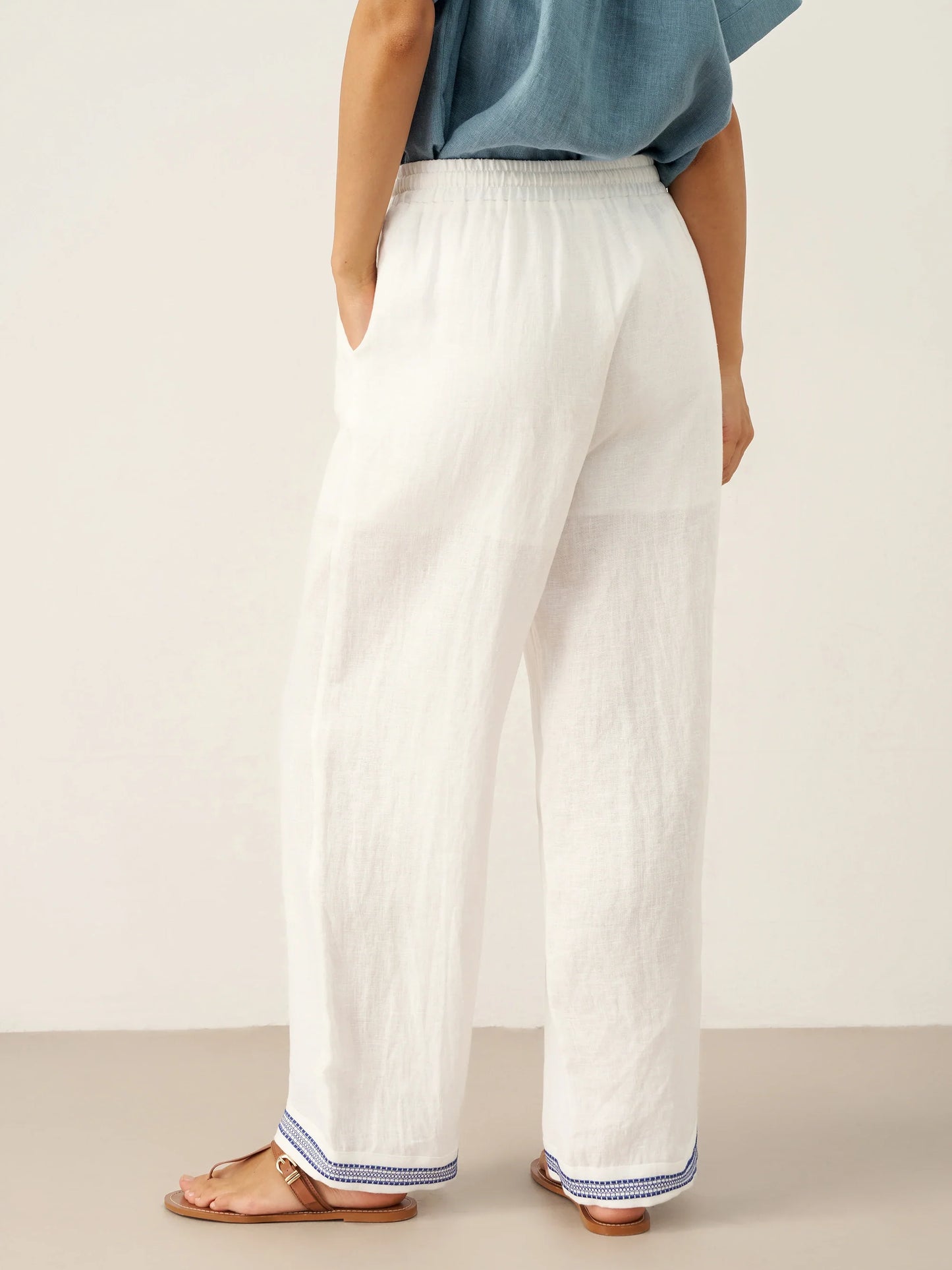 Winslow | Women’s Linen Embroidered Elastic Waist Trousers