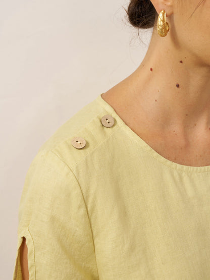 Bexley | Women’s Linen Eyelet Short Sleeve Pullover Top