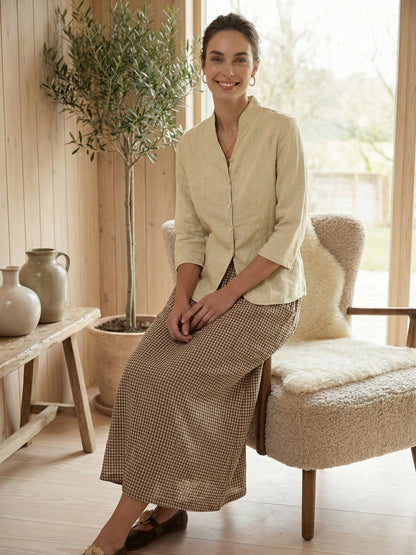 Imogen | Women’s Linen Hand Button Fitted Blouse