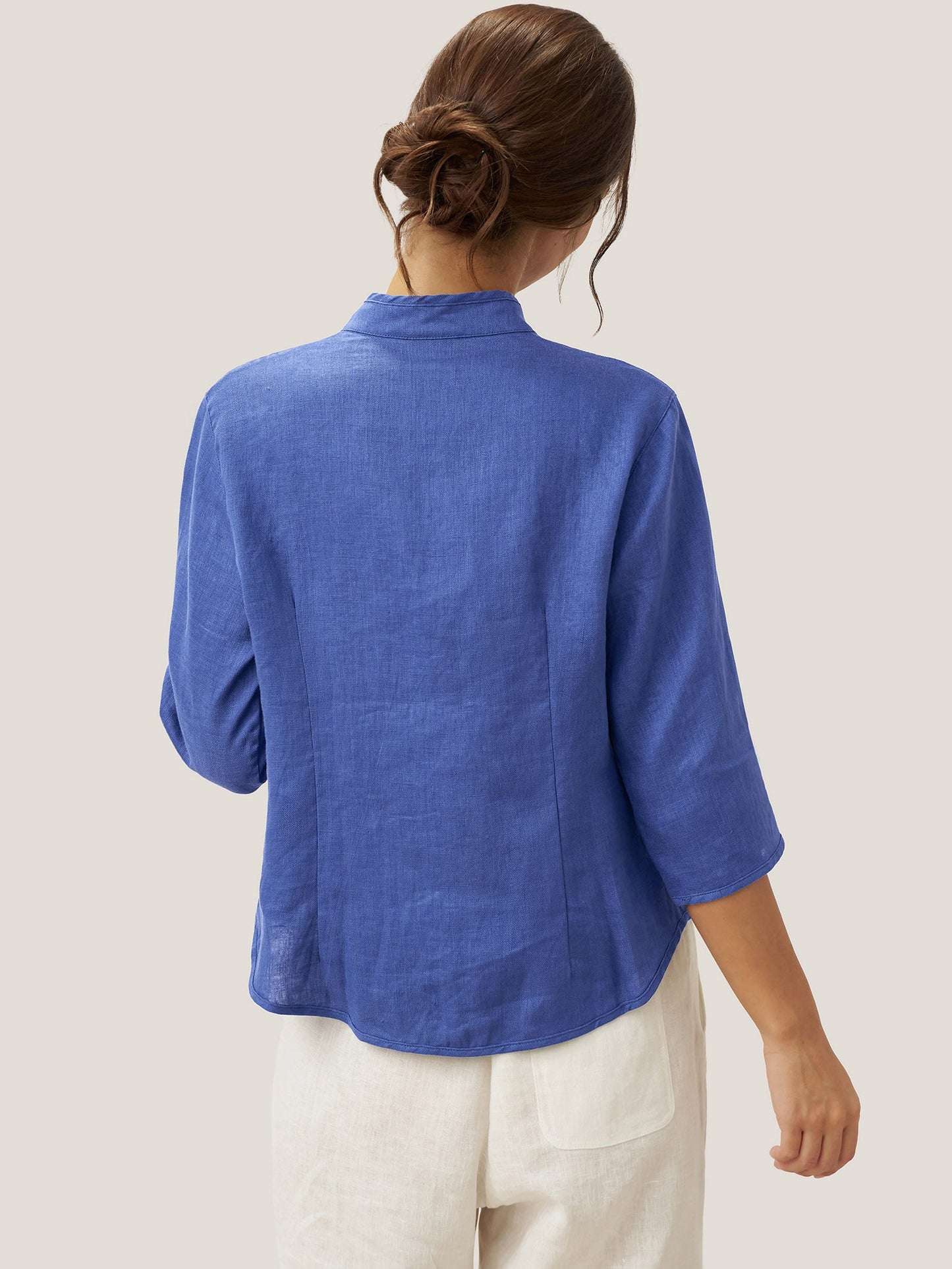 Imogen | Women’s Linen Hand Button Fitted Blouse