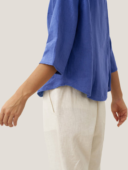 Imogen | Women’s Linen Hand Button Fitted Blouse