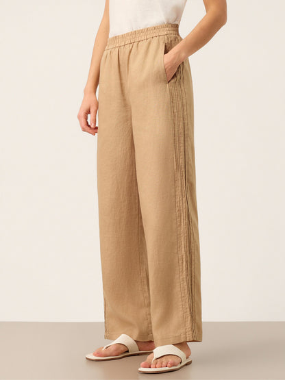 Brenna | Women’s Linen Hemstitch Wide-Leg Trousers